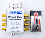 9V Battery for size comparison to the PSC RF Multi Micro FRFMICRO operates over a wide bandwidth of 470 to 1260Mhz making it useful world-wide available at Dependable Expendables Dallas Texas.