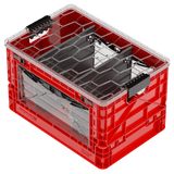 Red SIDIOCrate Collapsible Full Size Crate with dividers and weatherproof lid - Dependable Expendables