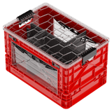 Red SIDIOCrate Collapsible Full Size Crate with dividers and weatherproof lid - Dependable Expendables