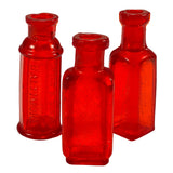 Red Translucent SMASHProps Breakaway Vintage Mini Poison Bottles Prop Set 3 Piece Set - Dependable Expendables