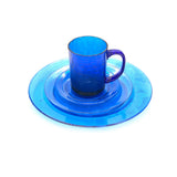 SMASHProps Breakaway Translucent  Cobalt Blue 4 Piece Place Setting - Dependable Expendables