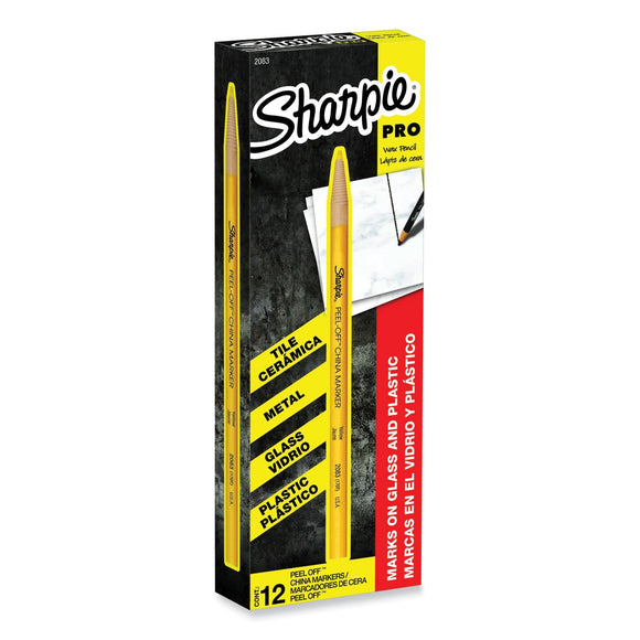 Sharpie Peel-Off China Markers 12 Count Yellow Dependable Expendables