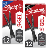 Sharpie S Gel Pens - Medium Point - 12 Count (Black, Blue)