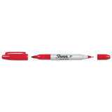 Sharpie Twin-Tip Permanent Marker, Extra-Fine/Fine Bullet Tips, Red - Dependable Expendables