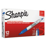 Sharpie Twin-Tip Permanent Marker, Extra-Fine/Fine Bullet Tips, Blue, Box of Dozen - Dependable Expendables