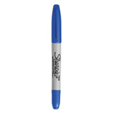 Sharpie Twin-Tip Permanent Marker, Extra-Fine/Fine Bullet Tips, Blue - Dependable Expendables