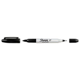Sharpie Twin-Tip Permanent Marker Extra-Fine/Fine Bullet Tips 12 Count Box (Black)