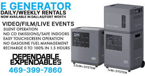 Silent electric portable generator rental in the Dallas Fort Worth area.