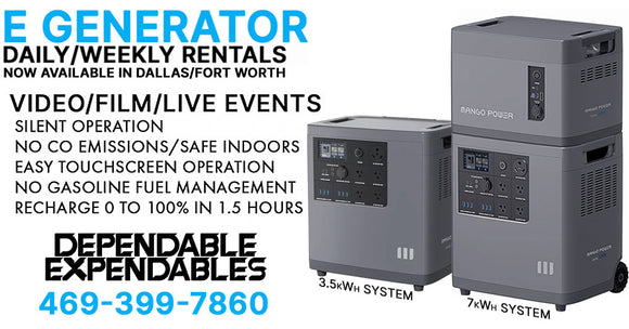 Silent electric portable generator rental in the Dallas Fort Worth area.
