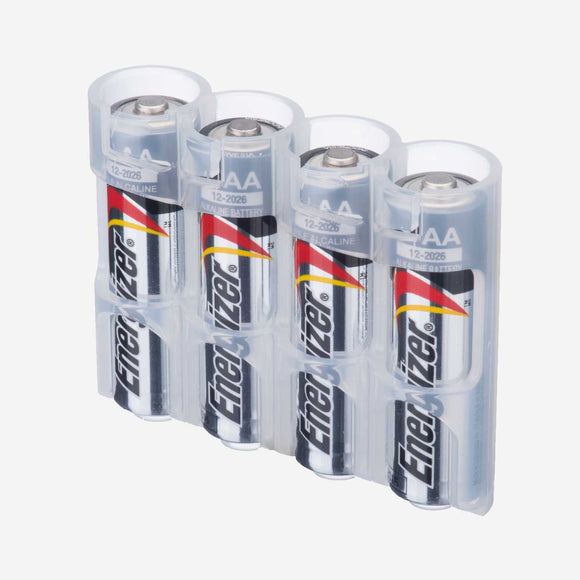 Storacell Slim Line AA - 4 Pack Battery Caddy (Clear)
