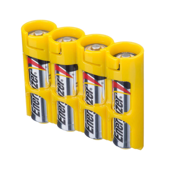 Storacell Slim Line AA - 4 Pack Yellow Battery Caddy - Dependable Expendables