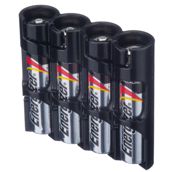 Storacell Slim Line AAA - 4 Pack Battery Caddy Tuxedo Black - Dependable Expendables