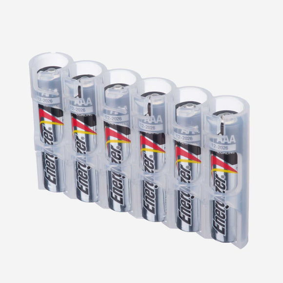 Storacell Slim Line AAA - 6 Pack Clear Battery Caddy - Dependable Expendables