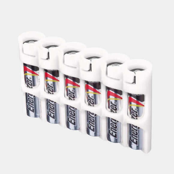 Storacell Slim Line AAA - 6 Pack White Battery Caddy - Dependable Expendables