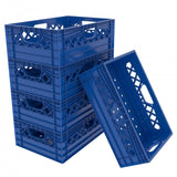 Plastic Grip Storage Rectangle 12 Quart Half Milk Crate (Black, Blue, Green, Grey, Red)