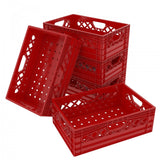 Plastic Grip Storage Rectangle 12 Quart Half Milk Crate (Black, Blue, Green, Grey, Red)