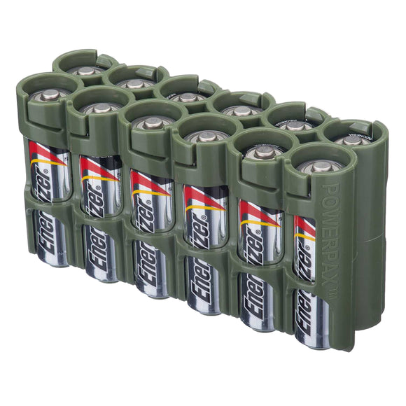 Storacell AA - 12 Pack Military Green Battery Caddy - Dependable Expendables