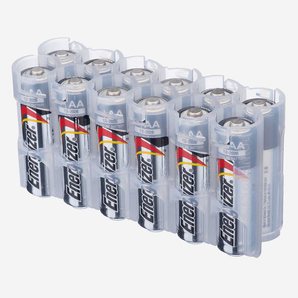 Storacell AA - 12 Pack Battery Caddy Clear - Dependable Expendables