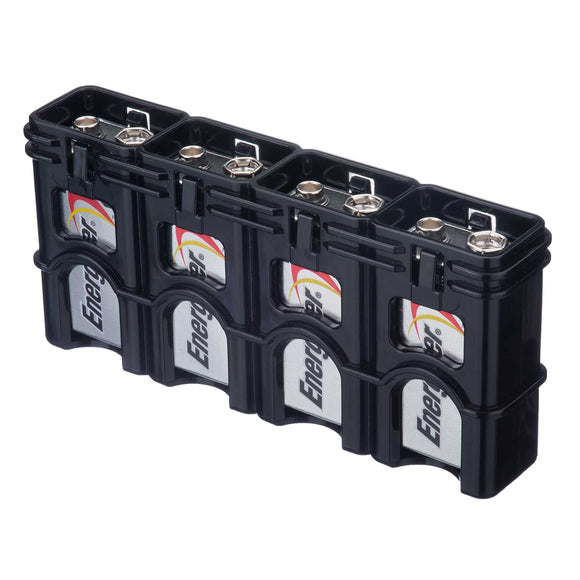Storacell Slim Line 9V - 4 Pack Battery Caddy Tuxedo Black - Dependable Expendables