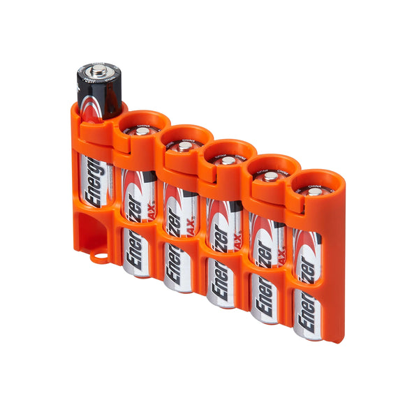 Storacell Slim Line AA - 6 Pack Battery Caddy Orange - Dependable Expendables