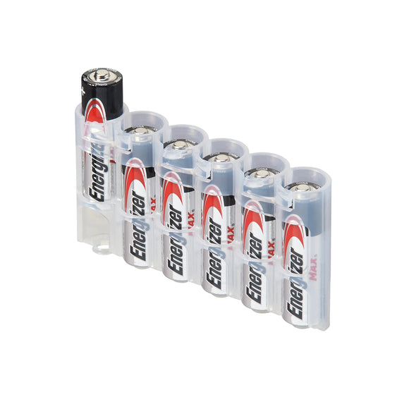 Storacell Slim Line AA - 6 Pack Clear Battery Caddy  - Dependable Expendables