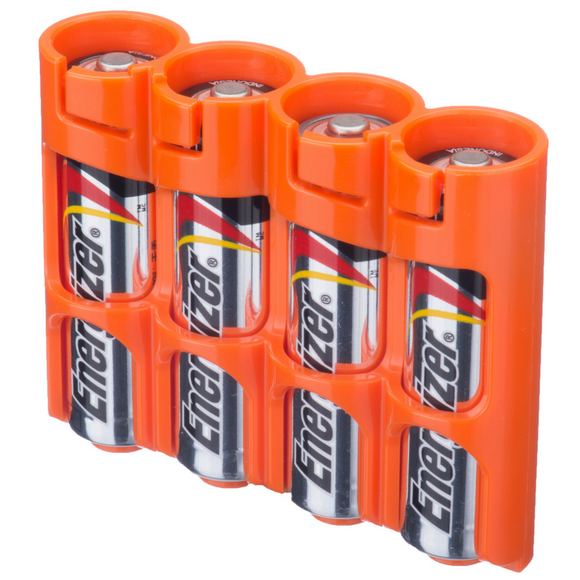 Storacell Slim Line AA - 4 Pack Battery Caddy (Orange)