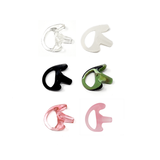Earmolds for Acoustic Tubes used with walkie talkies in video, film and live event production in colors Black, Camo, Clear Pink, Frost Pink, Clear White, and Frost White.