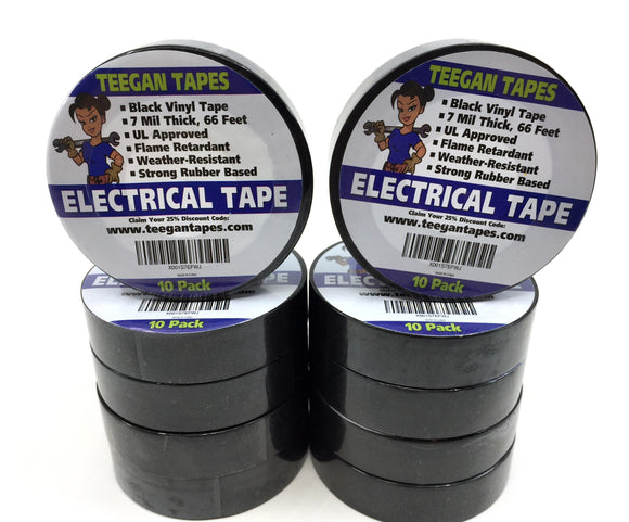 Teegan Tapes 10-Pack black Vinyl Electrical Tape