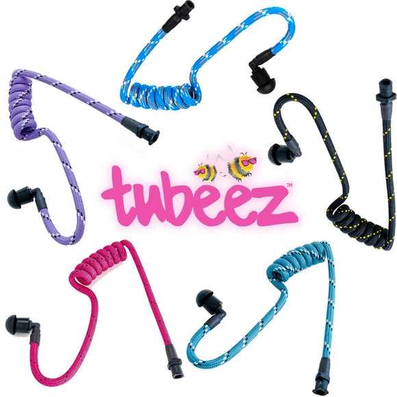 Tubeez logo surrounded by Surveillance Acoustical Tubes for Walkie Talkies used in video, film and live event production Dependable Expendables