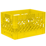 Yellow Plastic Grip Storage Rectangle 24 Quart Milk Crate - Dependable Expendables