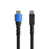 Black USB-C cable with blue connector on a white background - Dependable Expendables