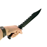 Serrated Spine Combat Rambo Style Poly Training Knife with 8.25 Inch Clip Point Blade Prop - Dependable Expendables
