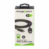 ChargeWorx CX4626BK USB-C To USB-A Sync & Cable 3' (Black) - Dependable Expendables