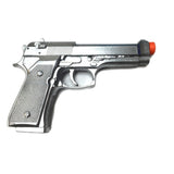 Black Foam Rubber Beretta 9mm Semi Automatic Style Inert Handgun Safe Prop for television film and live theater action and stunt scenes.