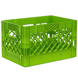 Plastic Grip Storage Rectangle 24 Quart Milk Crate (Black, Blue, Grey, Lime Green, White, Yellow, Ultra Violet)
