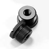A black adapter screw for 5/8 inch male to 1/4 inch female perfect conversion of any microphone stand into standard 1/4-20 mounting base - Dependable Expendables