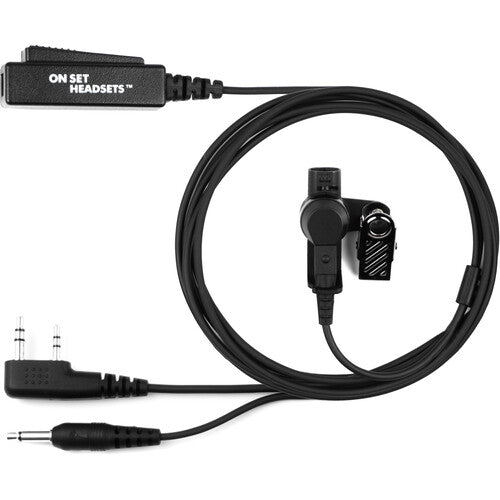 On Set Headsets Filmpro X K1 Kenwood 2-pin connector compatible surveillance walkie talkie headset in black.