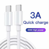 USB C to USB C Cable 3.3ft 3A 60W Fast Charging White