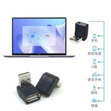 USB 2.0 90 Degree Male to Female Adapter Connector 2 Pack Metallic