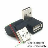 USB 2.0 90 Degree Male to Female Adapter Connector 2 Pack Metallic