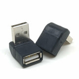 USB 2.0 90 Degree Male to Female Adapter Connector 2 Pack Metallic