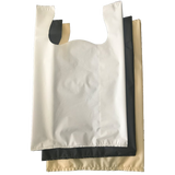 Black white beige Silent prop t-shirt plastic bag expendables used in commercials, TV and movie production - Dependable Expendables