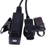 Generic black 2 pin Motorola compatible surveillance headset for walkie talkies available at Dependable Expendables in Dallas, Texas.
