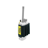 Yellow Walkie Caddie organizer for tools, pens, and batteries designed to fit around standard Motorola 200 style radios used on movie and television sets.