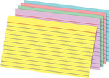Blue, pink, green and yellow 100 count index organizational ruled Index Cards  - Dependable Expendables