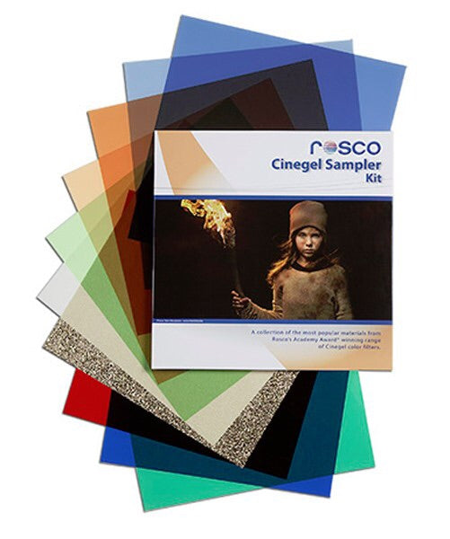 Rosco Cinegel Sampler Kit  for use in special events, theatrical productions, photography, and filmmaking.