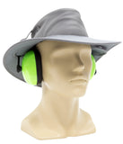 Newcastle earphone hat in silver grey  allows for wearing headphones while protected from the sun preferred by professional video and film location sound mixers - Dependable Expendables