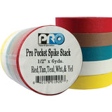 Pro Tapes® Pro Pocket Spike half inch Bright Color 5 pack Red, Tan, Teal, White Yellow - Dependable Expendables