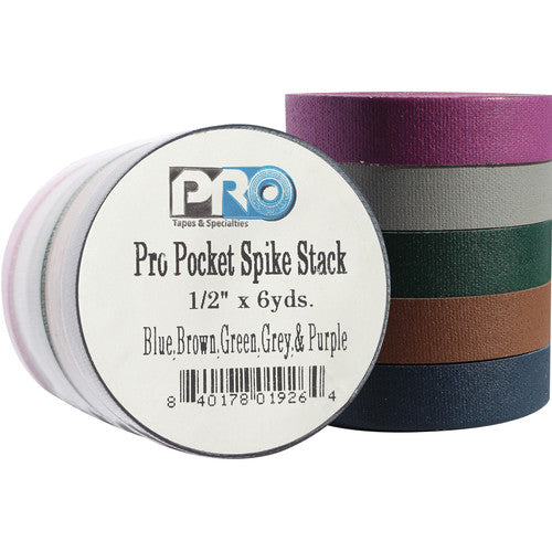 Pro Tapes® Pro Pocket half inch Spike Dark color 5 pack Purple, Grey, Black, Brown, Blue - Dependable Expendables
